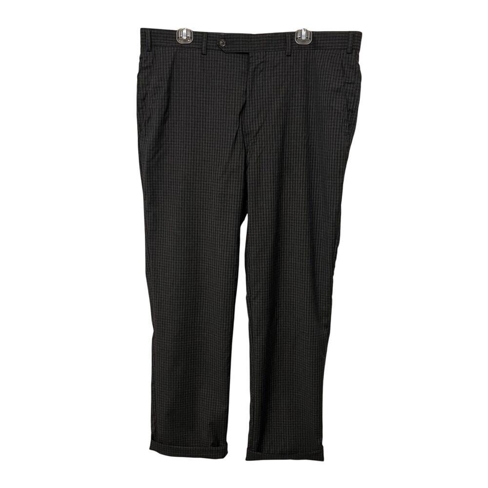 Samuelsohn Dress Pants Mens 36R Gray Plaid Super 110s Wool Cuffed Preppy Office